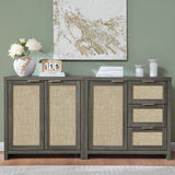 Rattan 3-Drawer 1-Door Storage Cabinet