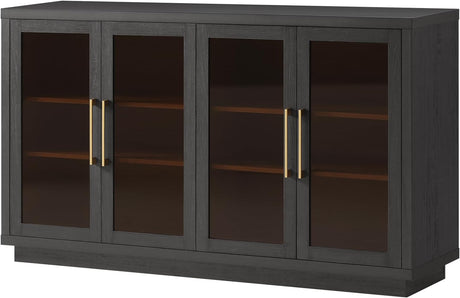 Glass 4 Doors Mid-Century Modern Storage Cabinet