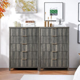 Wooden Fluted 5-Drawer Chest with Curved Silhouette Design