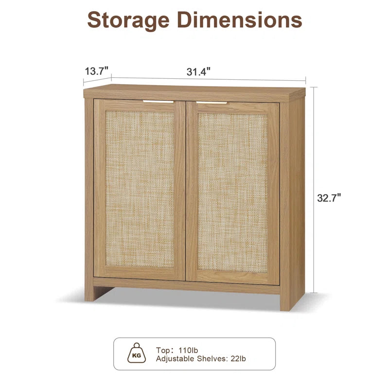 Rattan 3-Drawer 3-Door Storage Cabinet