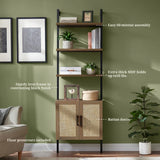 Rattan Ladder 5 Tier Open Tall Bookshelf