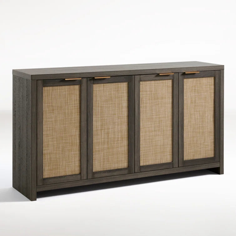 Rattan 4-Door Storage Sideboard Cabinet