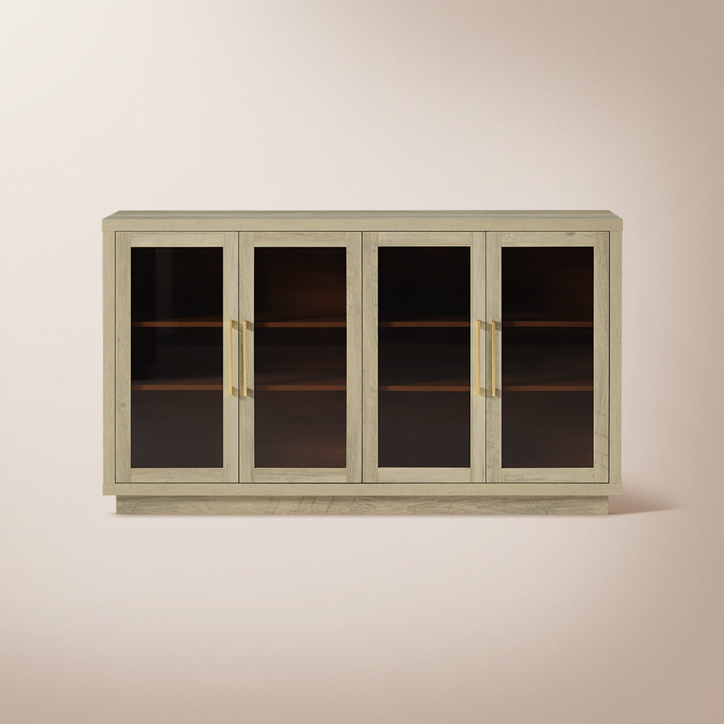 Glass 4 Doors Mid-Century Modern Storage Cabinet