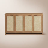 Rattan 4-Door Storage Sideboard Cabinet