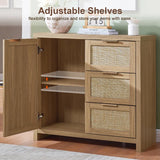 Rattan 3-Drawer 1-Door Storage Cabinet