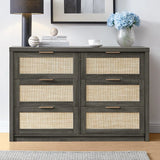 Rattan 6-Drawer Dresser Storage Chest