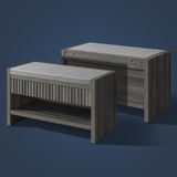 Wooden Fluted Shoe Storage Bench with 2 Drawers