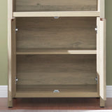 Wooden Fluted 5-Tier Tall Bookcase Cabinet with Doors