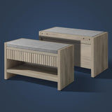 Wooden Fluted Shoe Storage Bench with 2 Drawers