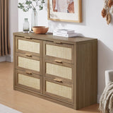 Rattan 6-Drawer Dresser Storage Chest