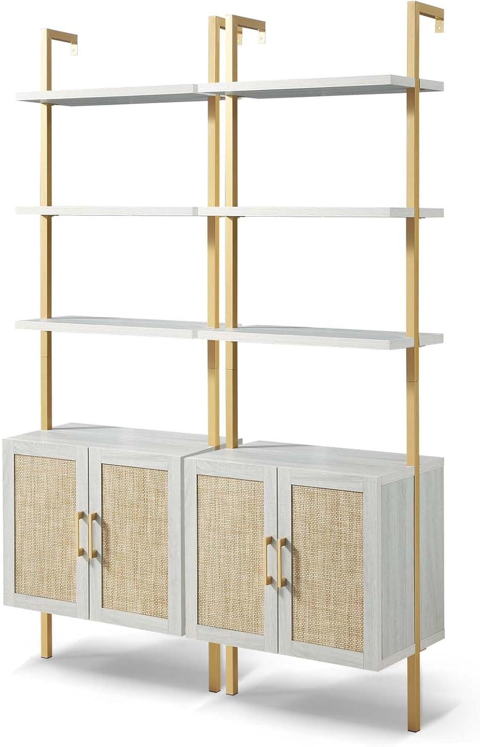 Rattan Ladder 5 Tier Open Tall Bookshelf