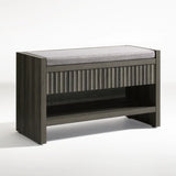 Wooden Fluted Shoe Storage Bench with 2 Drawers