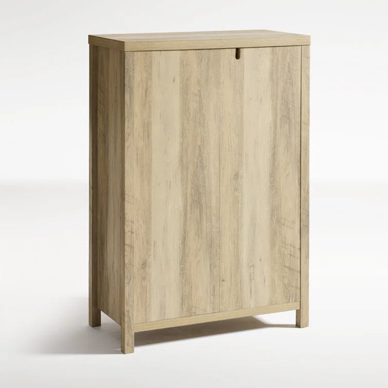 Wooden Fluted 5-Drawer Chest with Curved Silhouette Design