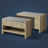 Wooden Fluted Shoe Storage Bench with 2 Drawers