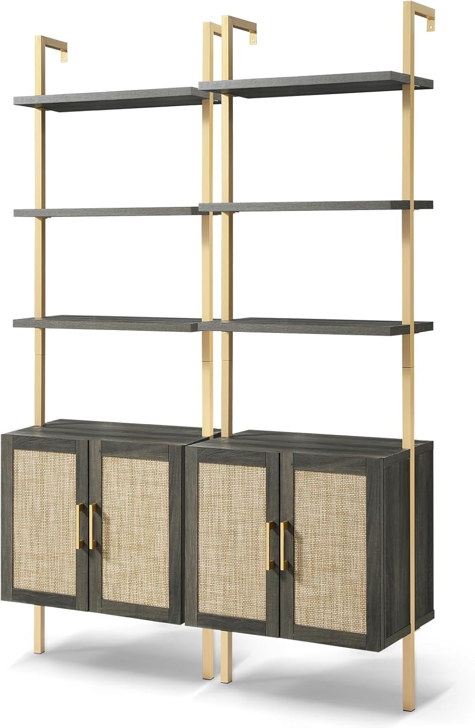 Rattan Ladder 5 Tier Open Tall Bookshelf