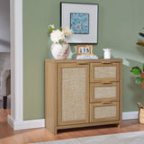 Rattan 3-Drawer 1-Door Storage Cabinet