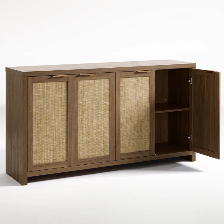 Rattan 4-Door Storage Sideboard Cabinet