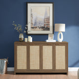 Rattan 4-Door Storage Sideboard Cabinet