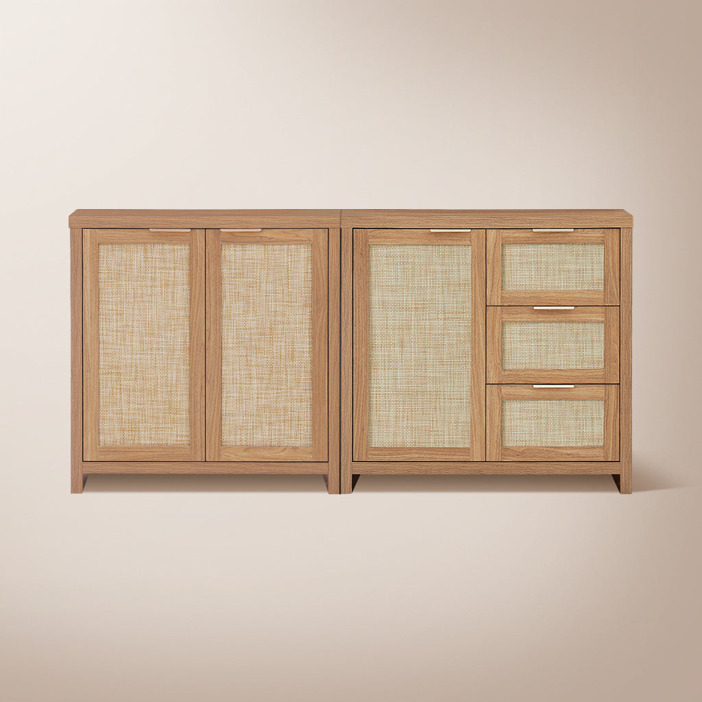 Rattan 3-Drawer 3-Door Storage Cabinet