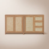 Rattan 3-Drawer 3-Door Storage Cabinet